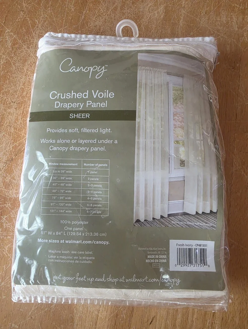 Canopy Crushed Voile Drapery Panel Fresh Ivory Color